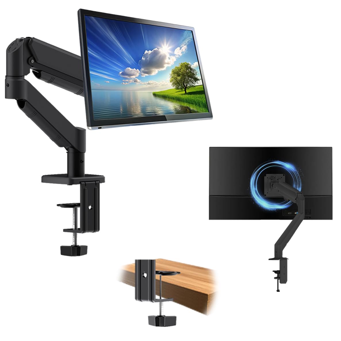 Bigpassport Gas Spring Monitor Arm Stand | Heavy Duty Vesa Mount For 1332 Inch Screens Size | Adjustable Monitor Mount 360 Ro