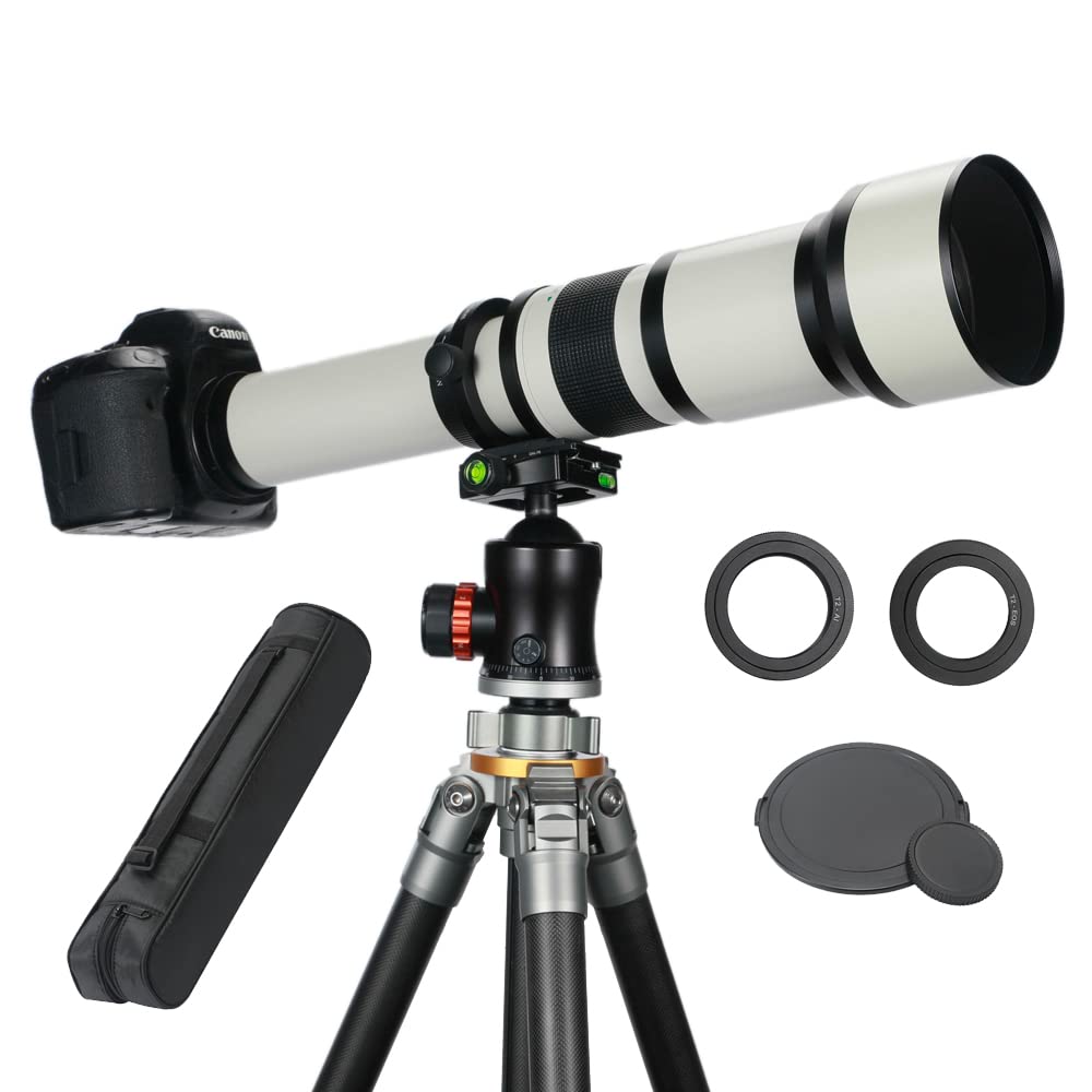 Ef/Ef S 650 1300Mm F/8 Telephoto Zoom Lens Manual Cameras Lenses+ T Mount For Canon Slr Cameras T8I/T7I/T7/T6S/T6I/T6/T5I/T5/T4I/T3I/T3/T2I/60D 4000D 2000D 90D 5D Iii /250D/750D/760D/1200D/1300D/6D