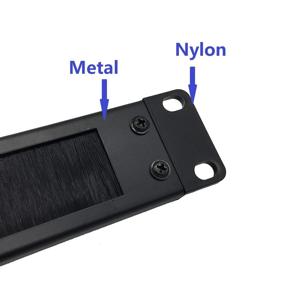 Jingchengmei 1U Disassembled Rack Mount Cable Management Panel With Brush For Cable Entry For 19 Inch Rack Or Cabinet Black (Bf01Uab2)