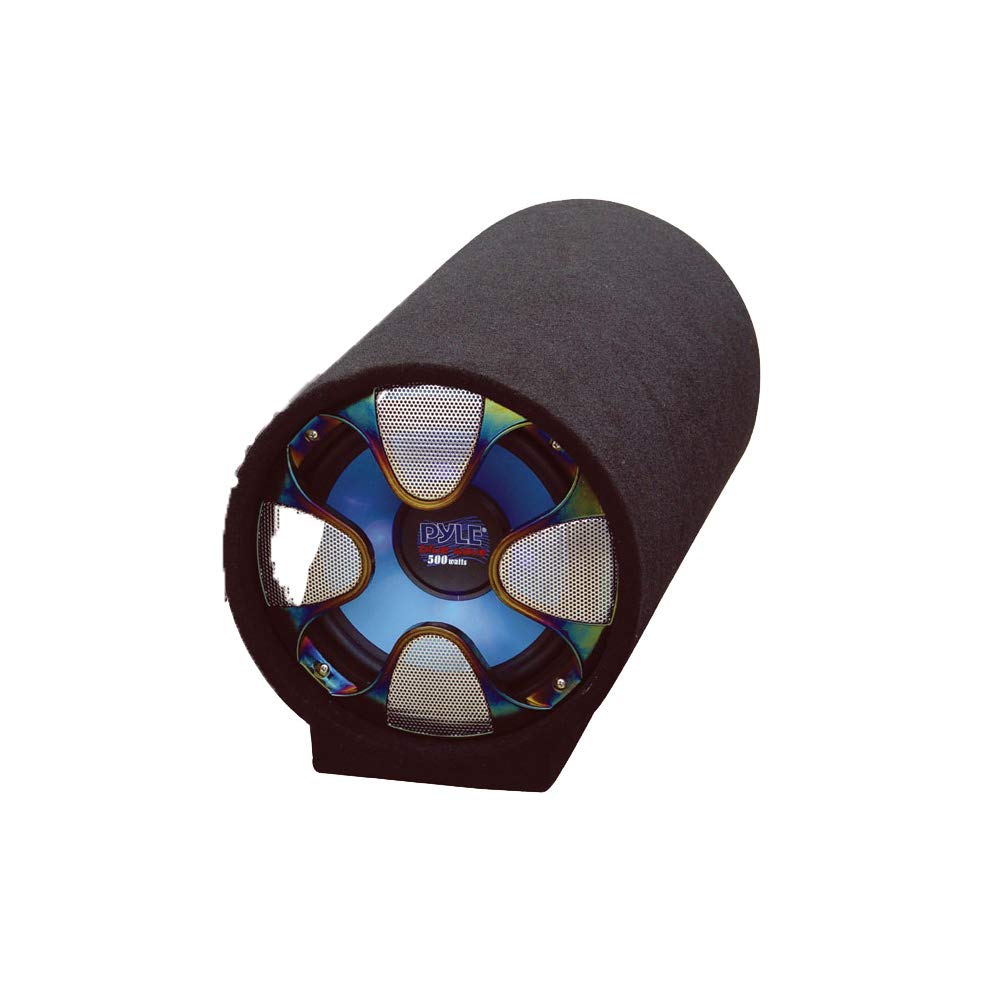 Pyle 8-Inch Carpeted Subwoofer Tube Speaker - 250 Watt High Powered Car Audio Sound Component Speaker Enclosure System W/ 1.5