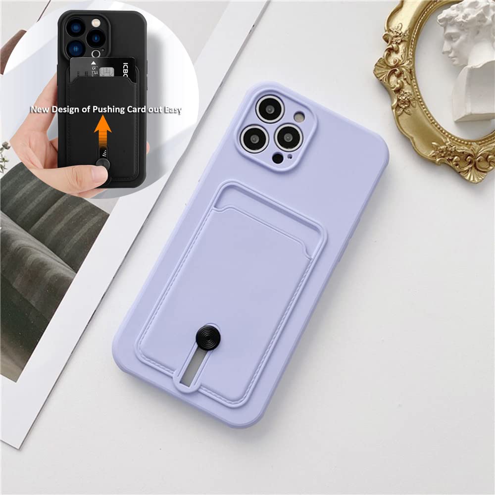 Jiatay For Iphone 11 Case With Card Holder [Slim + Protective] Silicone Phone Case Iphone 11 Wallet For Women Men (Purple Blue)