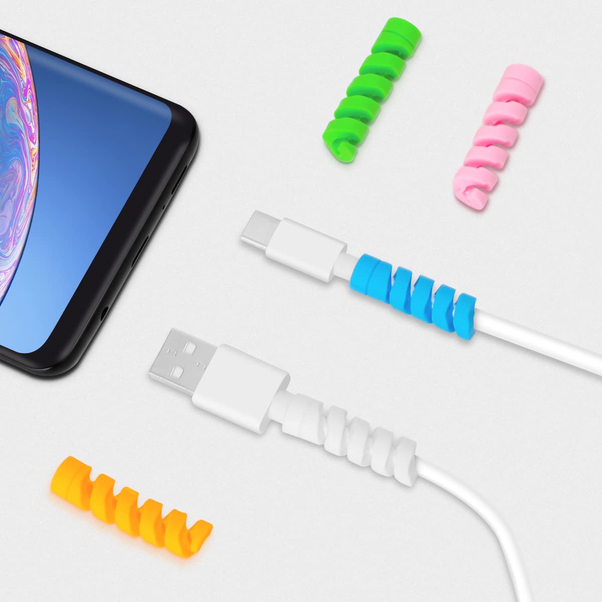 25 Pieces Charger Cable Saver, Seminer Flexible Silicone Micro Usb Protector, Mouse Cable Protector Suit For All Cellphone Data