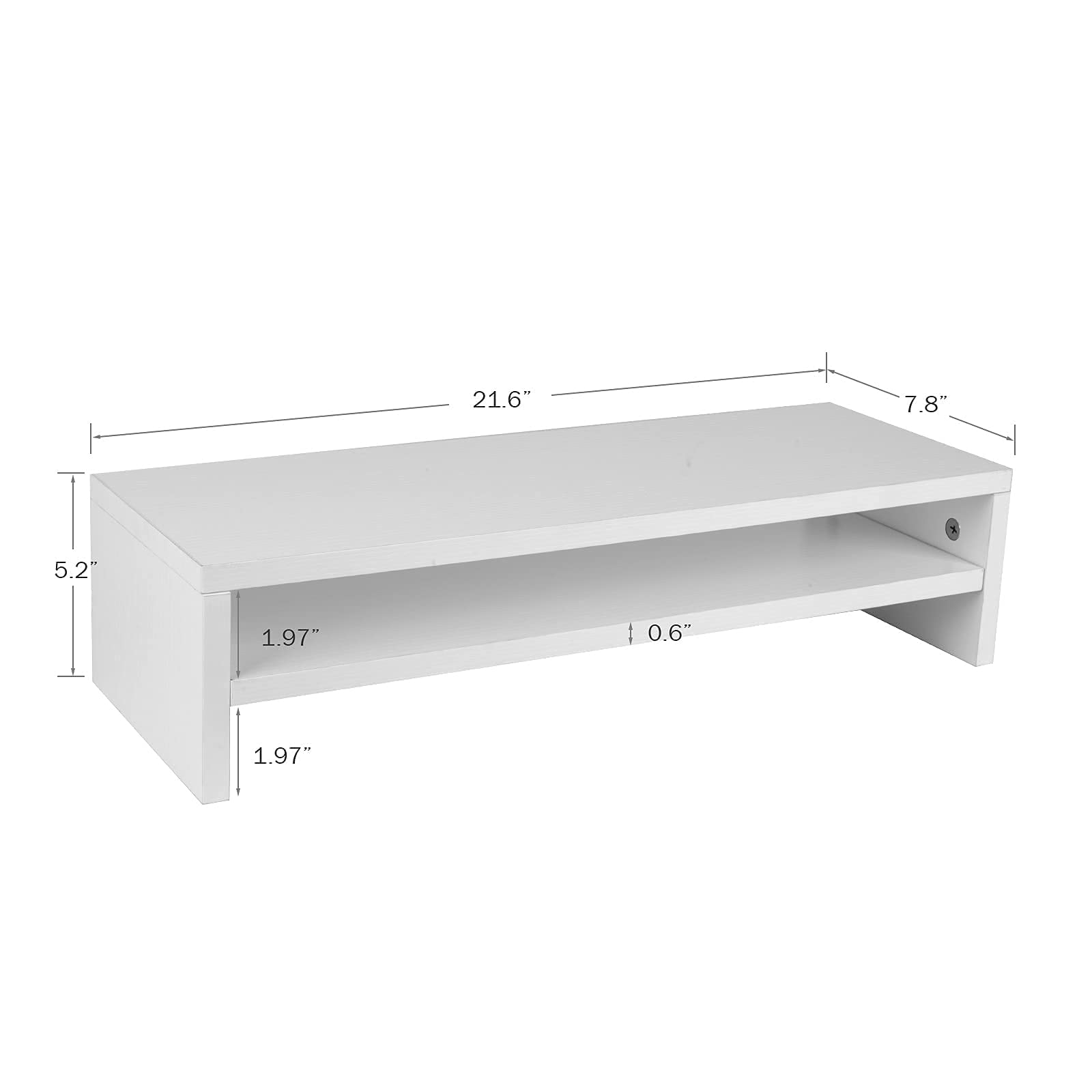 Beygorm Monitor Stand Riser White, 21.6 Inch 2 Tiers Wood Desk Shelf Computer Screen Stand With Storage For Desktop Laptop/Scree