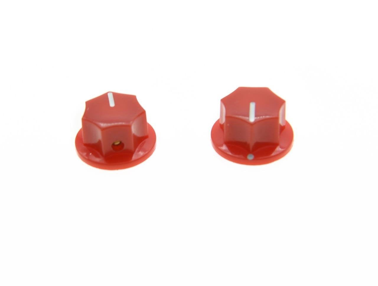 Kaish 10Pcs Red Mini Mxr Style Skirted Amp Knob Brass Insert Effect Pedal Knobs