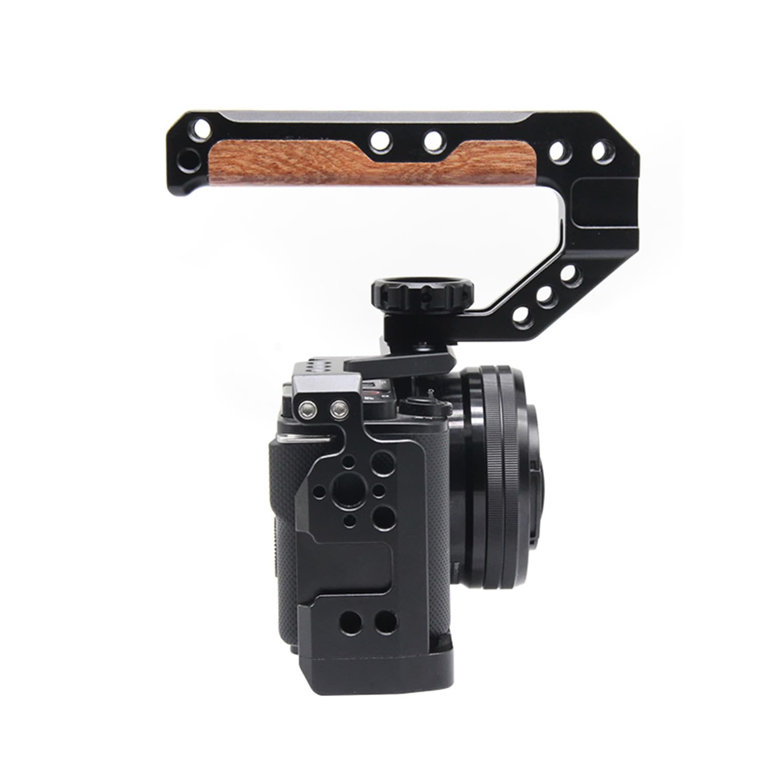 Wooden Camera Top Handle With 3 Cold Shoes To Mount Dslr Camera,Fugasun Wooden Top Handle Grip With 1/4'',3/8'' Threaded Holes W