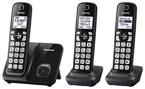 Panasonic Expandable Cordless Phone System With Call Block And High Contrast Displays And Keypads   3 Cordless Handsets   Kx Tgd