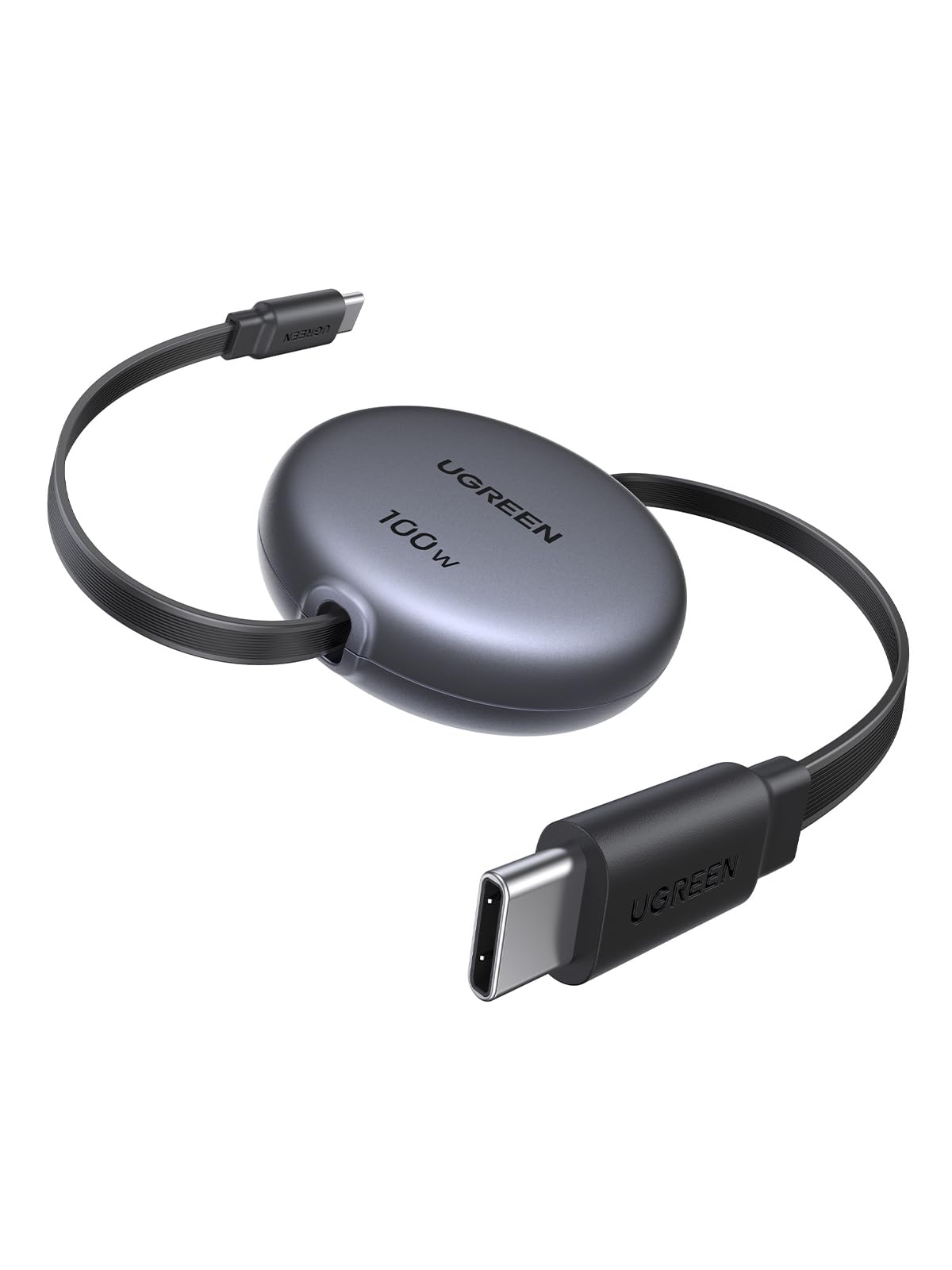UGREEN 100W Retractable USB C Cable, Fast Charging, Black, 3.3FT