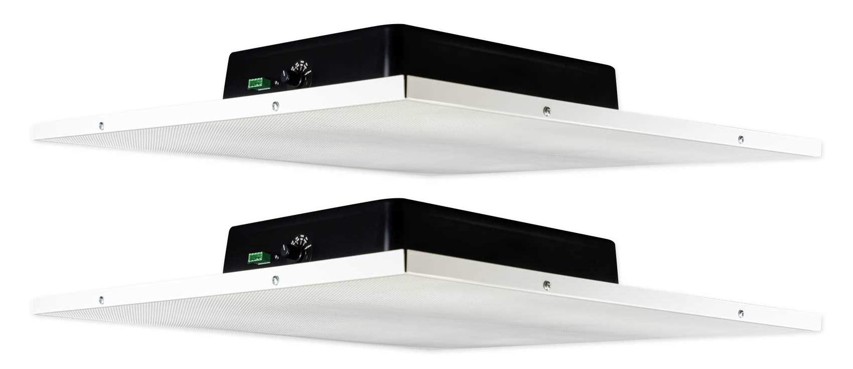Rockville DCS8T 70V Commercial 8 in Drop Ceiling Tile Speakers, Multi Tap 10W 5W 2.5W 1.5W 8 Ohm, Metal Grill, for Office Busine
