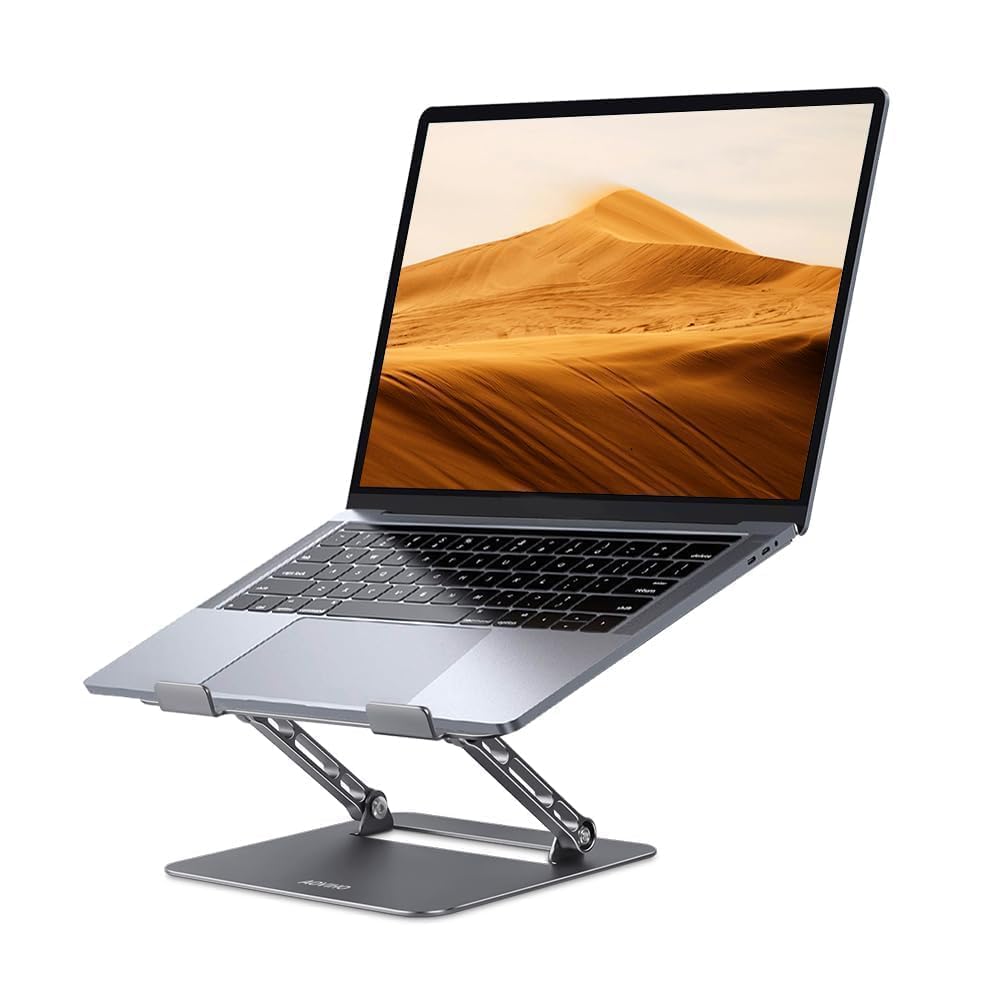 Aoviho Adjustable Laptop Stand For Desk,Portable Laptop Stand Holder And Riser,Foldable Aluminum Notebook Computer Stands For Ma
