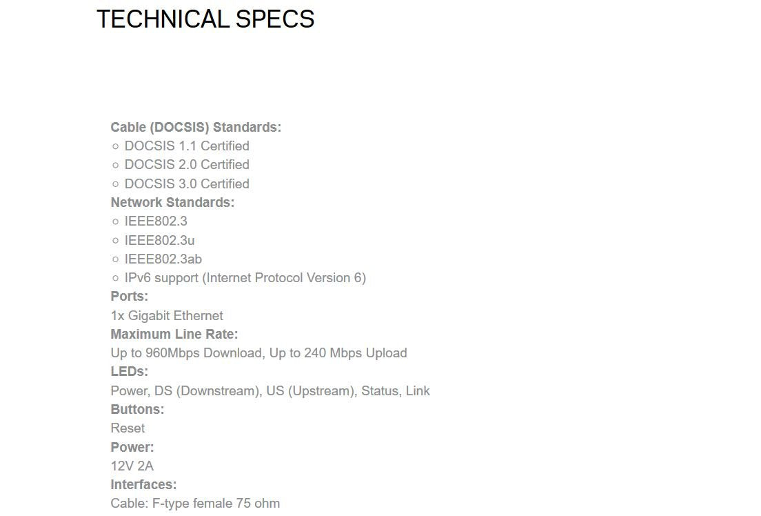 Linksys Cm3024 High Speed Docsis 3.0 24X8 Cable Modem, Certified For Comcast/Xfinity, Time Warner, Cox & Charter (Modem Only, No