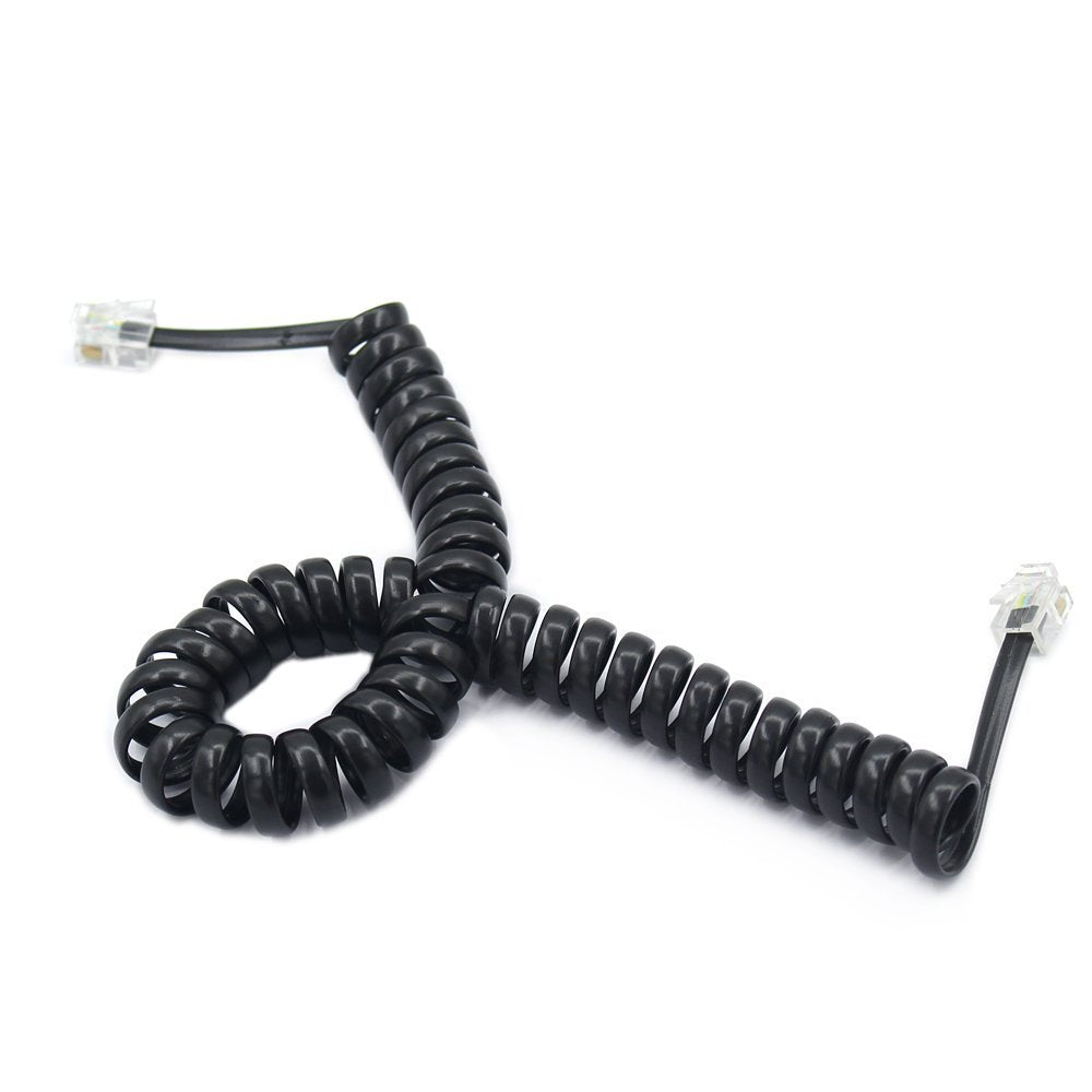 Sincoda 5 Pack 6Ft Uncoild /1.1 Ft Modular Coiled Telephone Handset Cord For Telephone/Handset Black Curly Cord(Black)