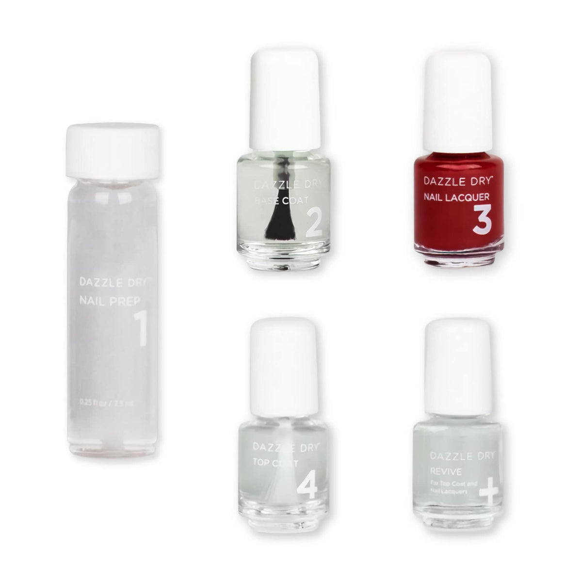Dazzle Dry Mini Kit 4 Step System   Fast Track Cherry, A Classic Cherry Red With Blue Undertones Full Coverage Cream (5 Piece Ki