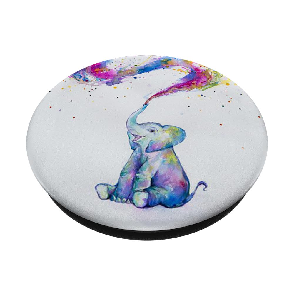 Cute Baby Elephant Watercolor Rainbow Drawing Phone Grip Popsockets Popgrip: Swappable Grip For Phones & Tablets