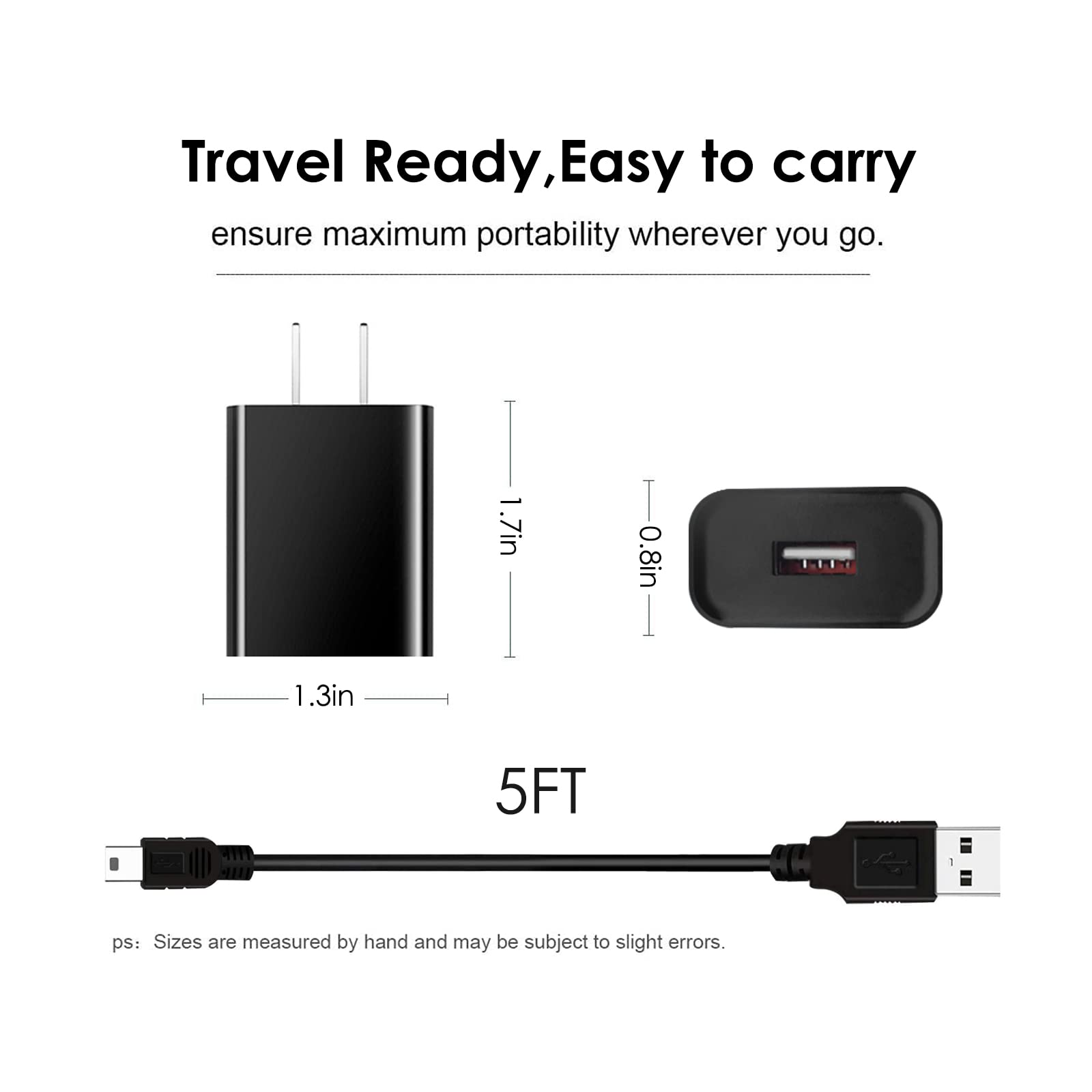 5V Wall Fast Charger & 5Ft Mini Usb Charging Cable Power Cord For Garmin Drive Smart Nuvi Gps 40 42 42Lm 44 52 52Lm 54 54Lm 55 55Lmt 56 57 57Lm 58 65Lm 66Lm 67Lm 68Lm 200W 205W 250 255W 260W 256W 1300