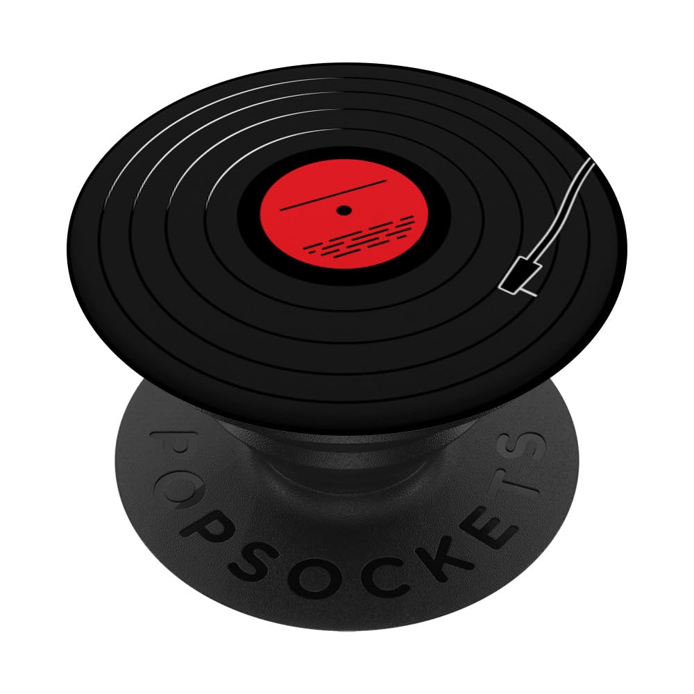 Retro Vinyl Album Record Player Lp Art Red Design Popsockets Standard Popgrip