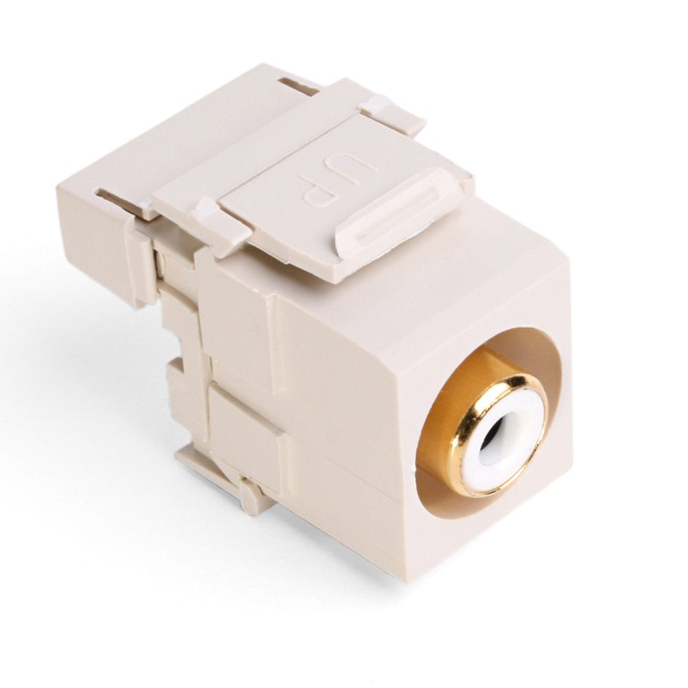 Leviton QuickPort RCA 110-Type, White Barrel, 40735-RWT, Light Almond