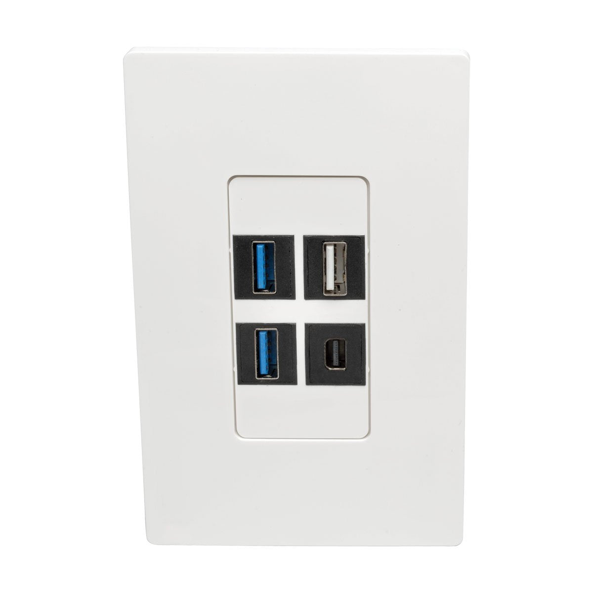 Tripp Lite Single-Gang 4-Port Universal Keystone Wall Plate, Cat5/6/6A, Usb, Hdmi, Displayport, Rca, White (N080-104)