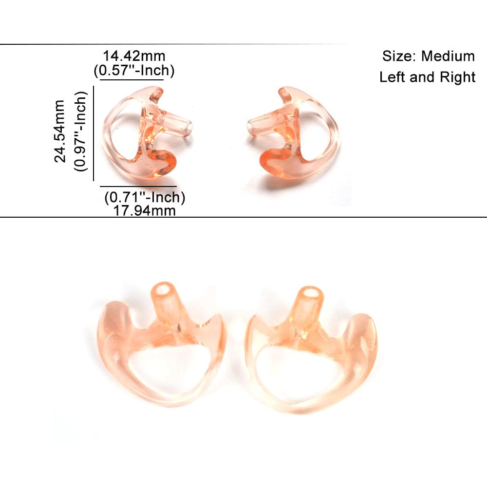 Hys 2.5Mm Receiver/Listen Only Surveillance Acoustic Tube Earpiece Headset Shoulder With One Pair Medium Earmolds(Left And Right