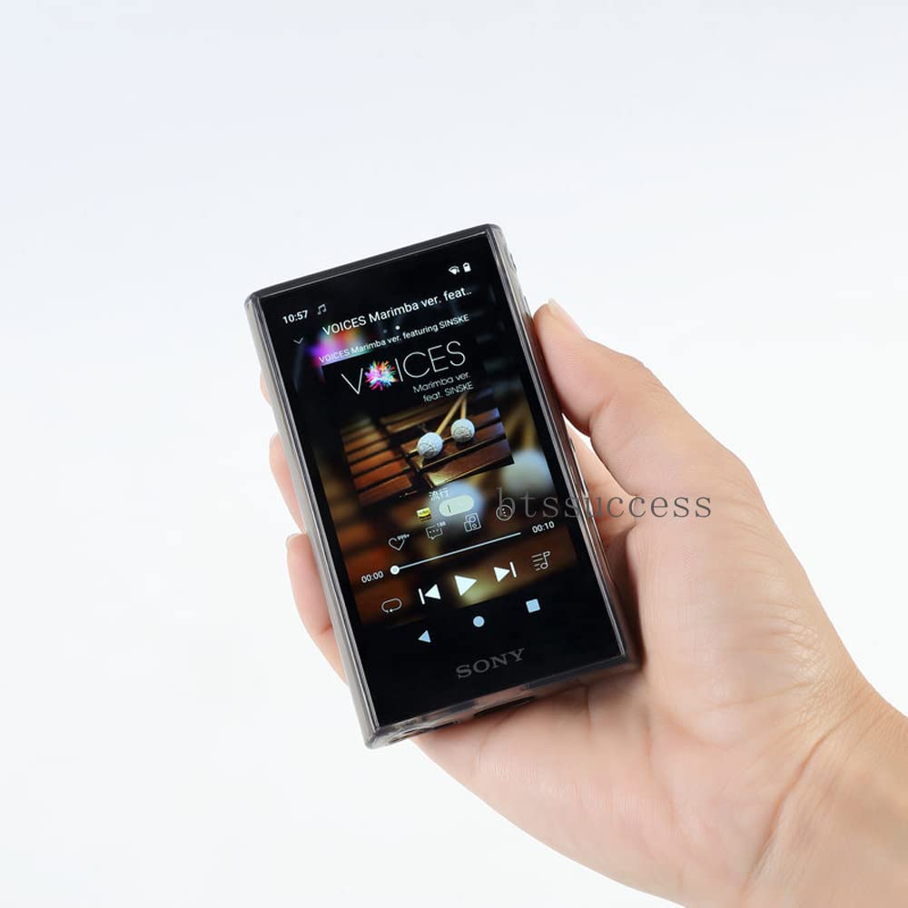 Soft Clear Tpu Protective Shell Skin Case Cover For Sony Walkman Nw A300 Series Nw A306 Nw A307 (Clear Black Case And Glass)