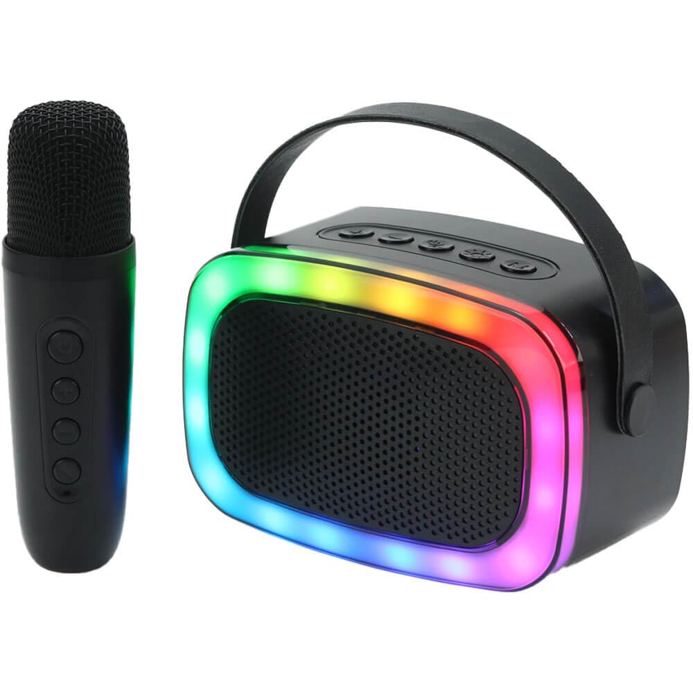 IQ Sound IQ-908K Mini Karaoke Bluetooth Speaker with Wireless Microphone, RGB Lights Surround, Fun Voice Changing in Rechargeabl
