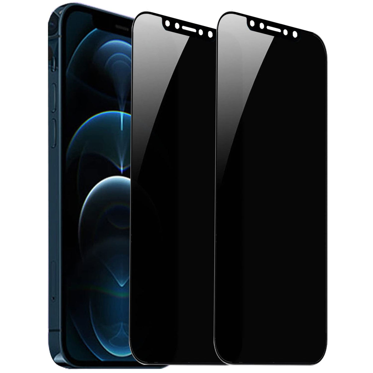 Bwedxez 2 Pack 360 Degree Privacy Tempered Glass Suit For Iphone 12 Pro Max Anti Spy 4 Directions Screen Protector Film 4 Sides