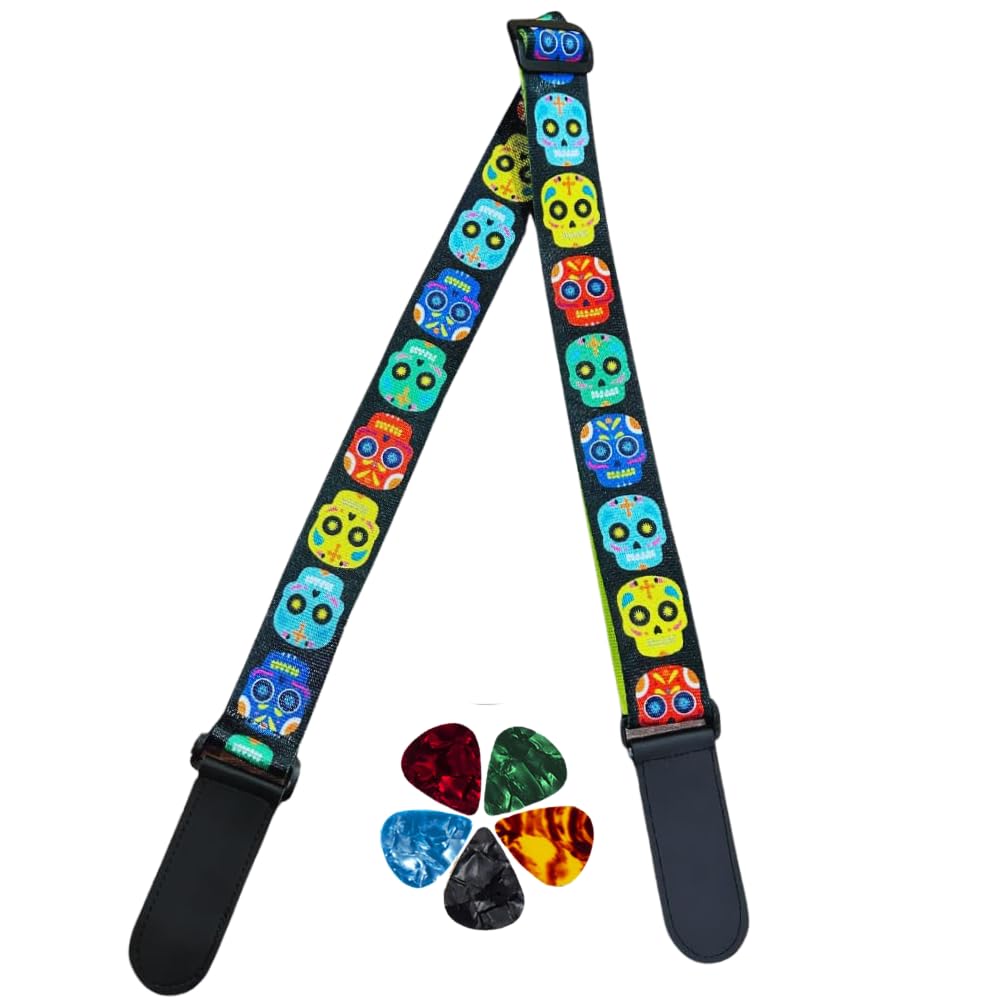 Flare Guitar Strap For Acoustic Adjustable Buckle Electric Guitar Strap Polyester Guitar Belt For Acoustic/Bass/Electric Guitar