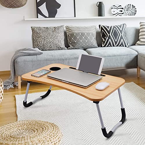 Auno Homes Table Laptop Study Bed Home Wooden Foldable Students Stand Office Computer Desk Folding Work Tables Laptops Portable