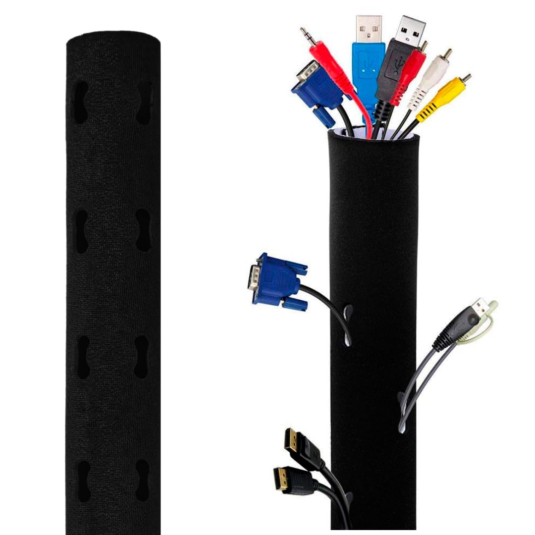 Florican Cable Organiser Manager Cord Management System Sleeve For Tv, Computer, Home Theatre, Speaker, Hdmi, Cables With Zipper