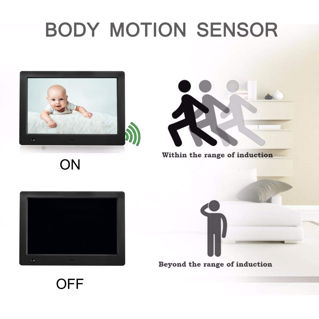 Digital Photo Frame 8 Inch   Electronic Photo Frame With Slideshow Hd Ips Display Picture Frame With Motion Sensor/Video/Backgro