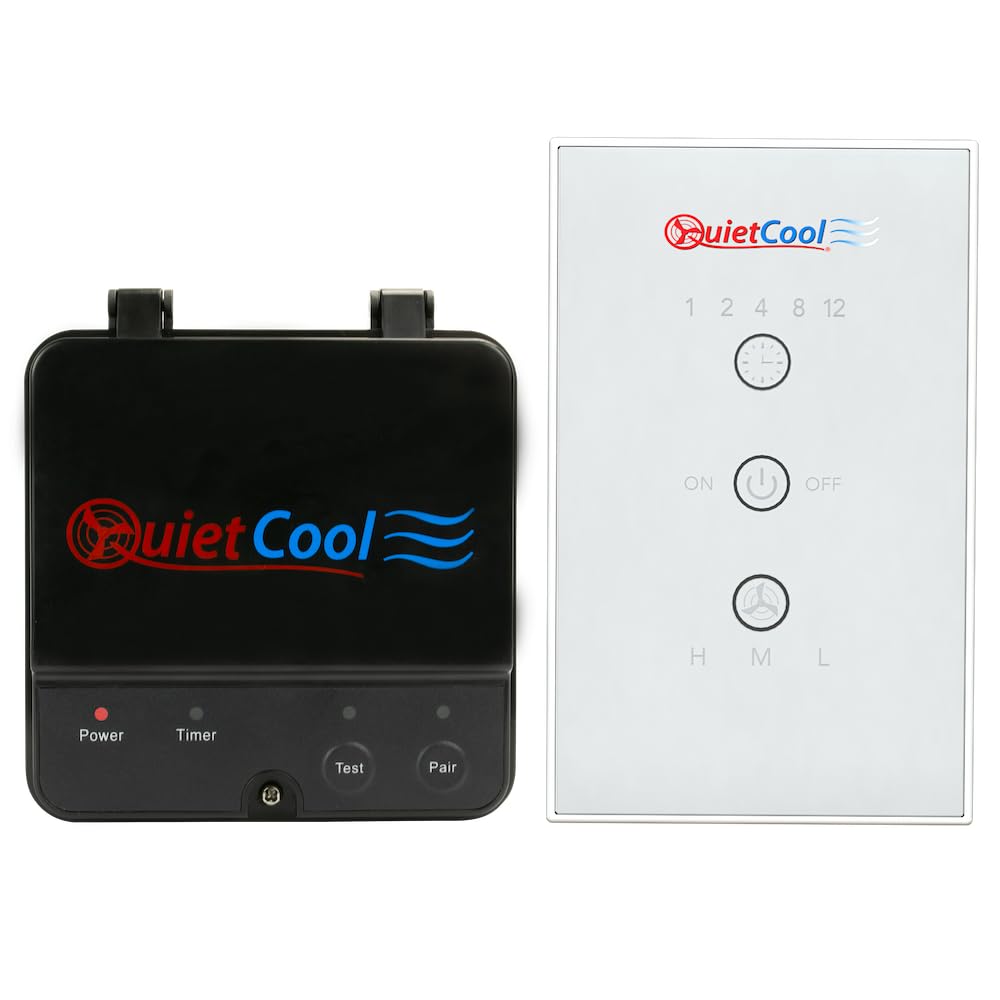 Quietcool Whole House Fan Wireless Control Kit - No Hard Wiring Required For Wall Switch - Three Speed Capable - 1/2/4/8/12 Hour