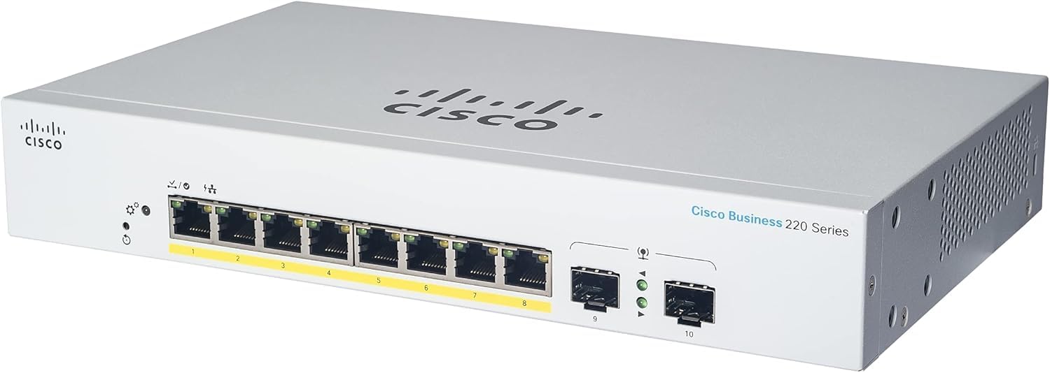 Cisco Business Cbs220 8P E 2G Smart Switch | 8 Port Ge | Poe | 2X1G Sfp | 3 Year Limited Hardware Warranty (Cbs220 8P E 2G Na)