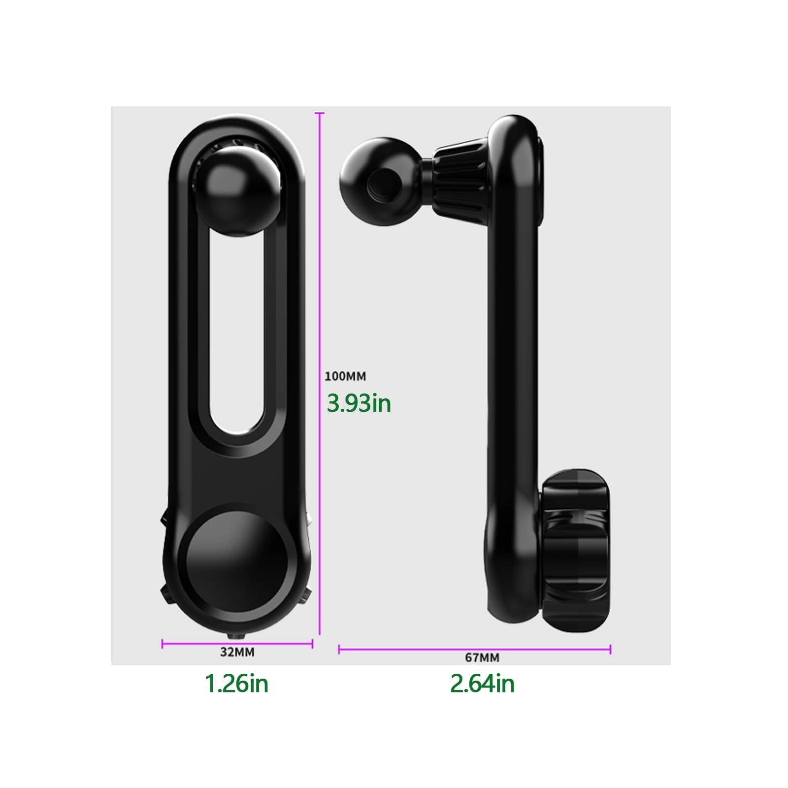 17Mm/0.67'' Ball Mount Extension Arm, 2.04 Inch (52Mm) Adjustable Length, 360-Degree Rotatable Extender, 17Mm Female To Male Bal