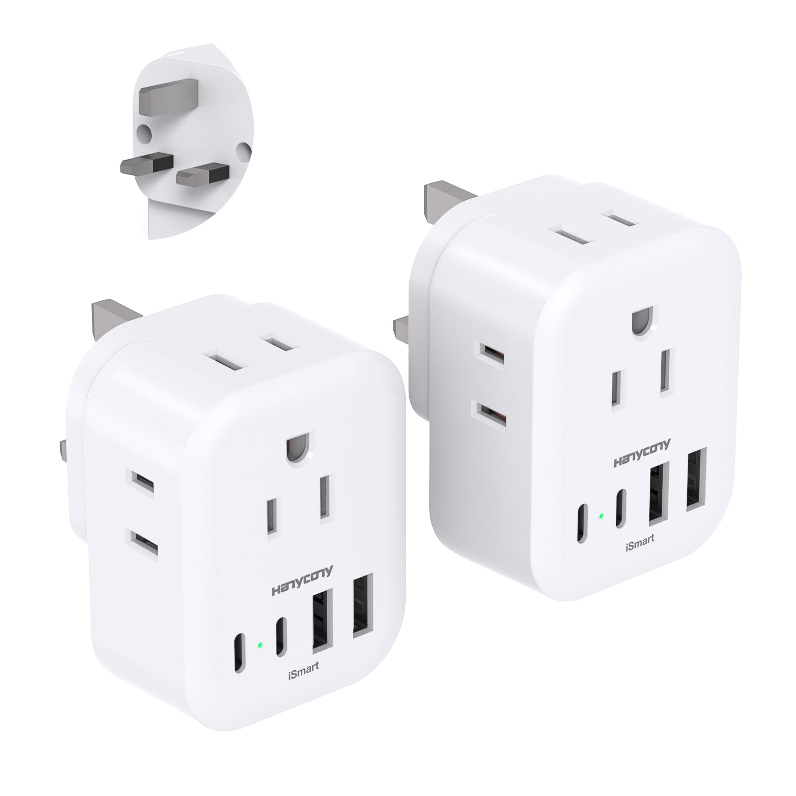2 Pack Us To Uk Ireland Travel Plug Adapter, Type G Plug Adapter With 4 Outlets 4 Usb Ports (2 Usb C), Uk Power Adapter Converte