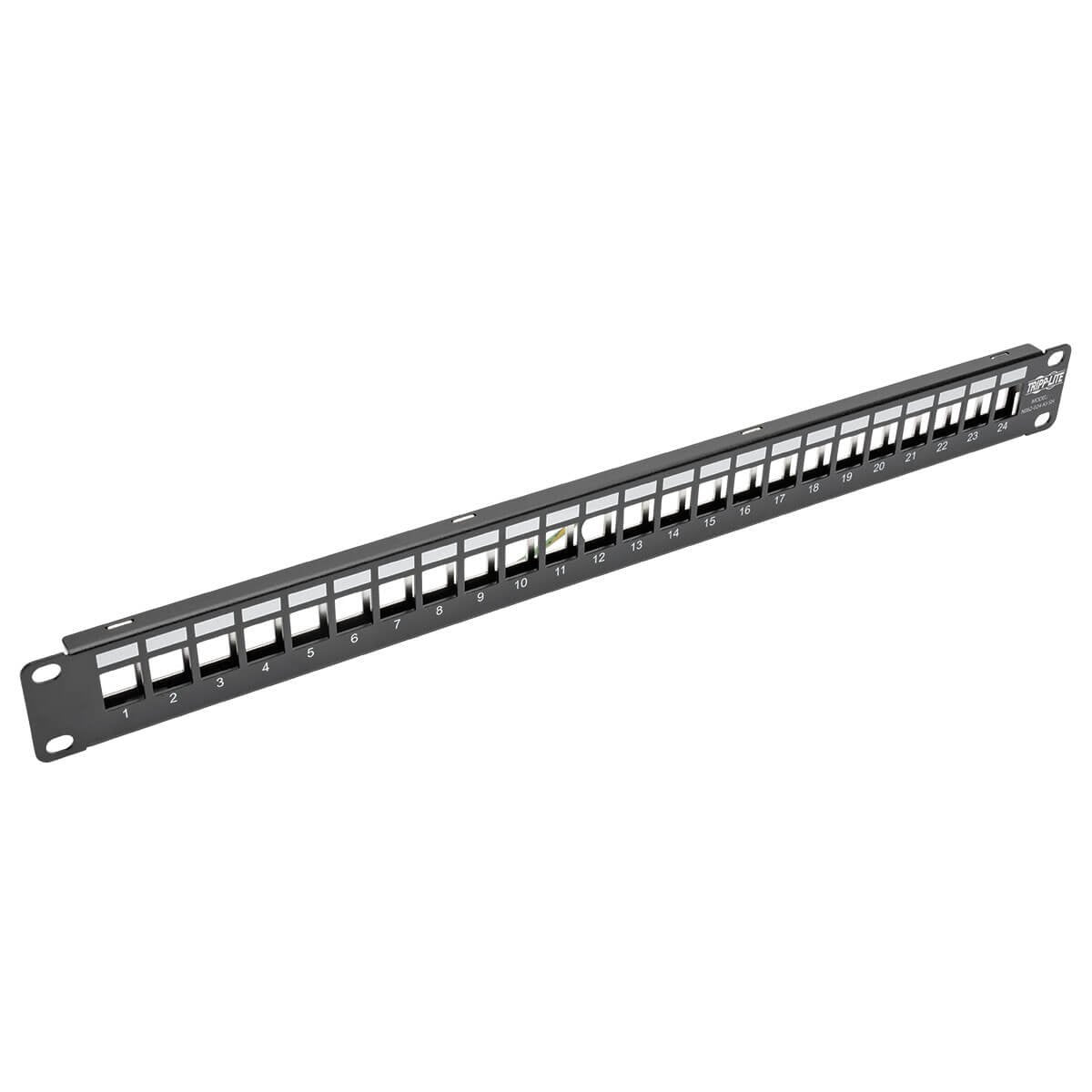 Tripp Lite 24Port Shielded Blank Patch Panel RJ45 USB HDMI Cat5/6 1URM TAA (N062024KJSH) , Black