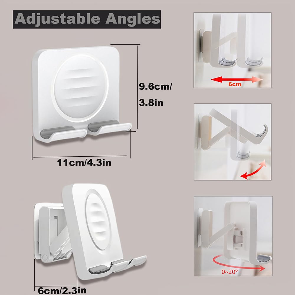 Geyitafum Shower Phone Holder, Wall Mount Cellphone Stand With 3Pcs Adhesive Pads, Adjustable & Portable Mirror Smartphone Wall
