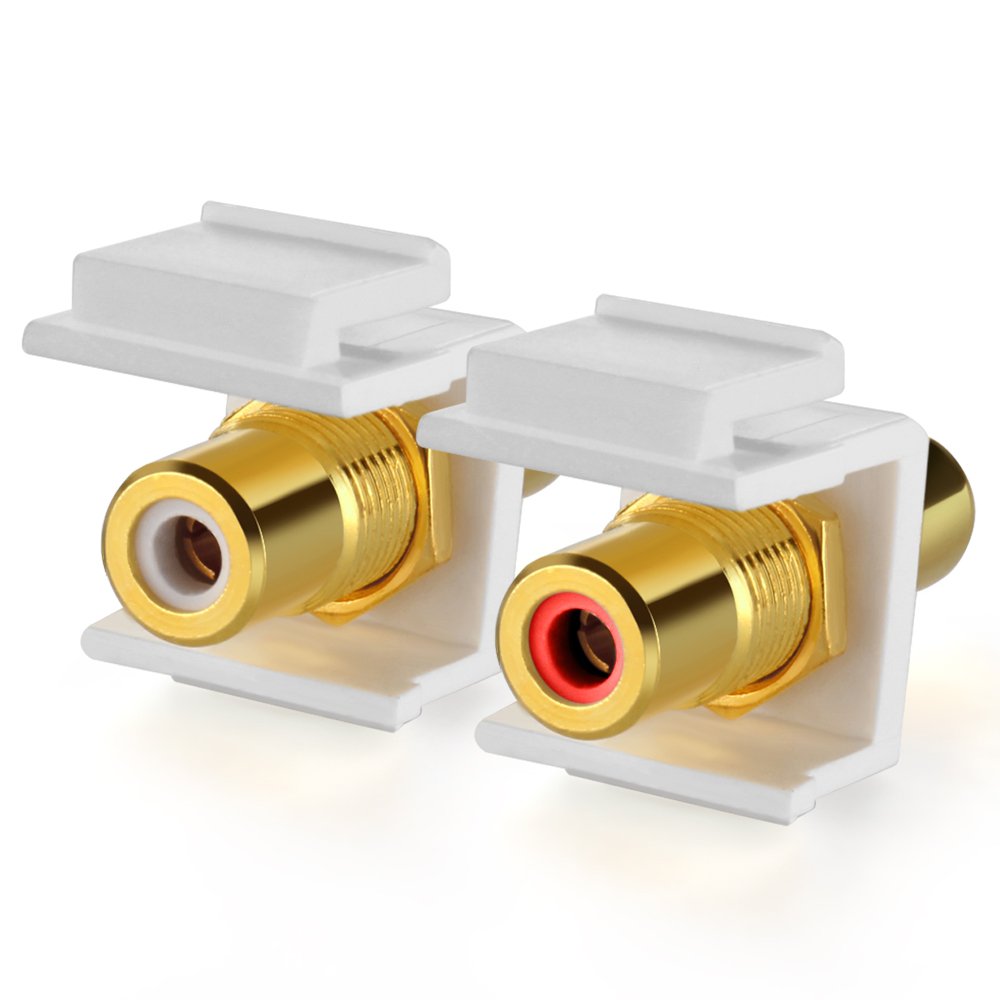 Tnp Rca Keystone Jack Insert Connector Socket Modular Adapter Snap In Female 2Rca Port Gold Plated Inline Coupler For Wall Plate