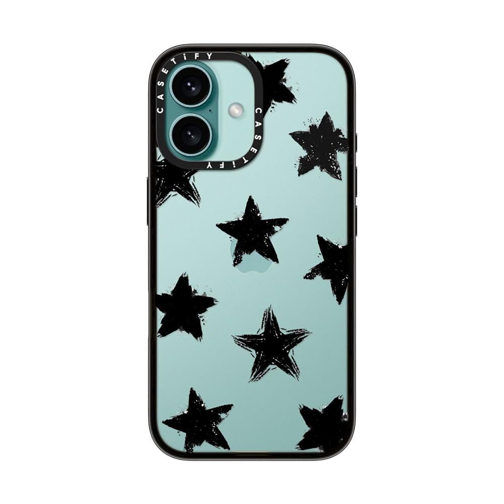 Casetify Compact Case For Iphone 16 [Lightweight / 4 Ft. 2X Military Grade Drop Protection/Slim]   Star Marks   Clear Black