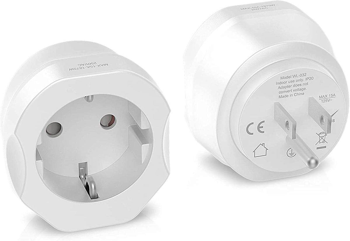 [1 Pack] Europe To Us Plug Adapter, Vintar European To Us Plug Adapter, Eu To Us Plug Adapter, Europe To Usa Travel Converter Fo