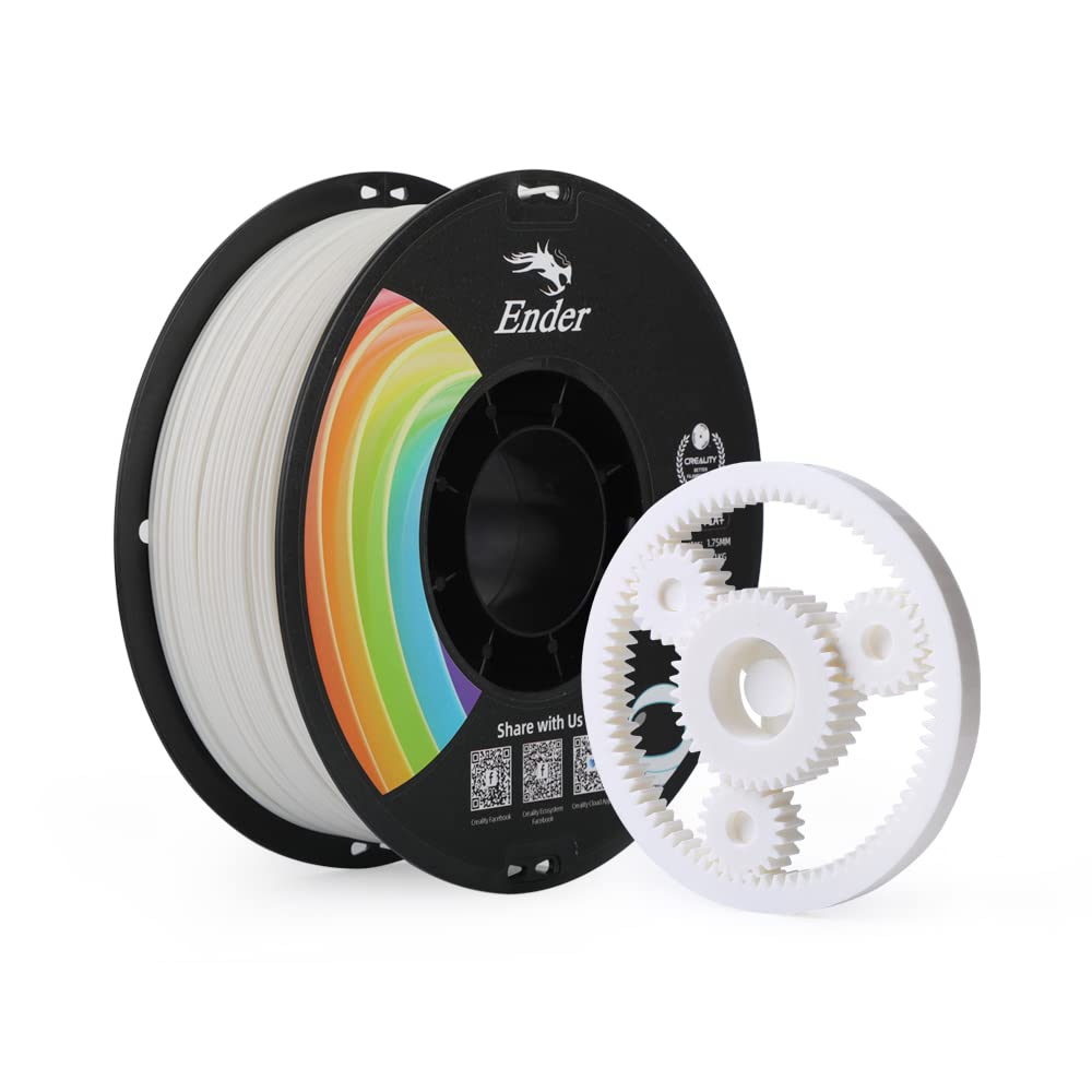 Official Creality Upgrade Ender 3D Printer Filament, White Pla+ Filament 1.75Mm, 1Kg Spool (2.2Lbs), Accuracy +/  0.02Mm, 3D Pri