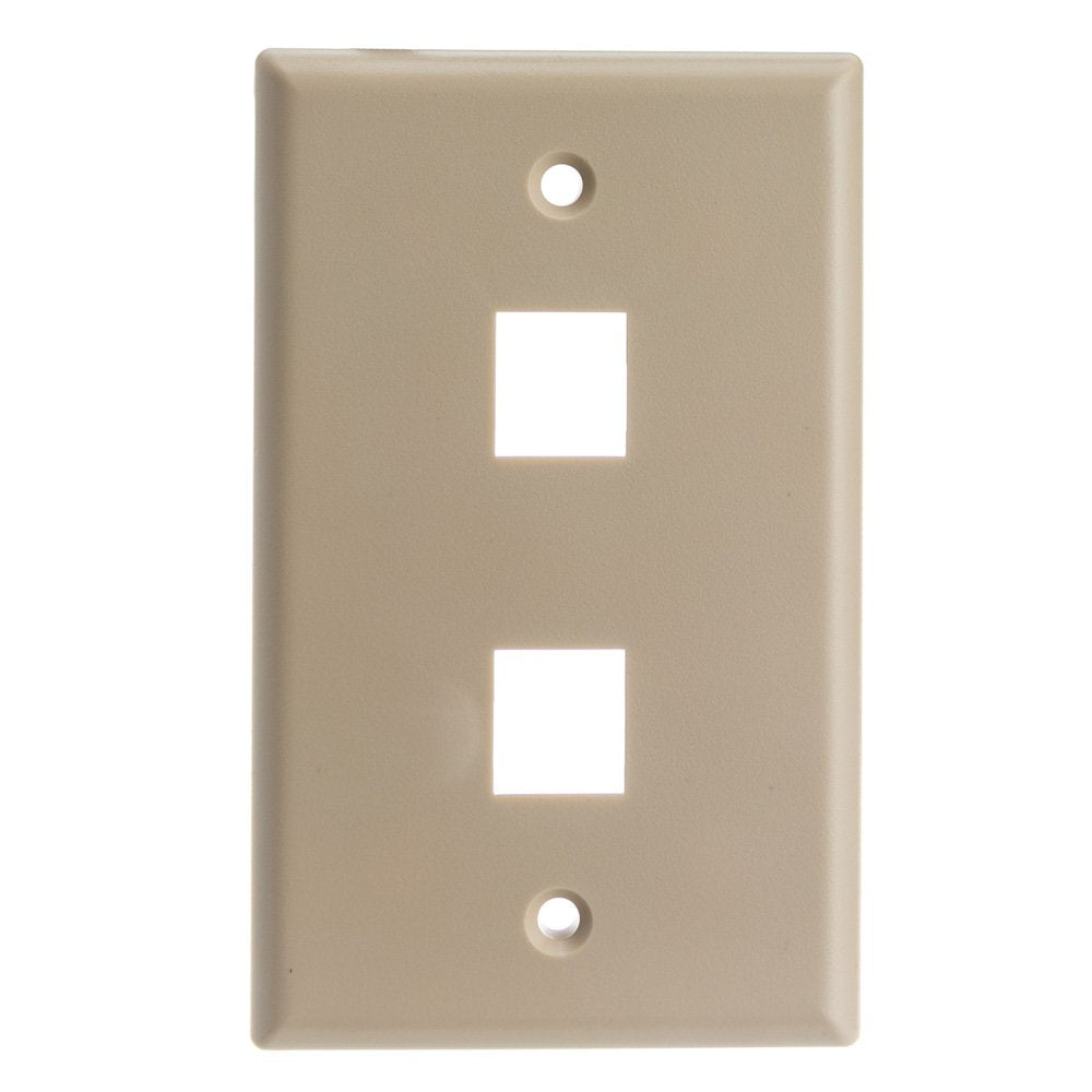 Keystone Wall Plate 2 Port, Beige (Cat5E, Cat6, Coax (Video), Aux (Cat6 For Data, Ip Phone, Pots Or Other), Single Gang, Cablewh