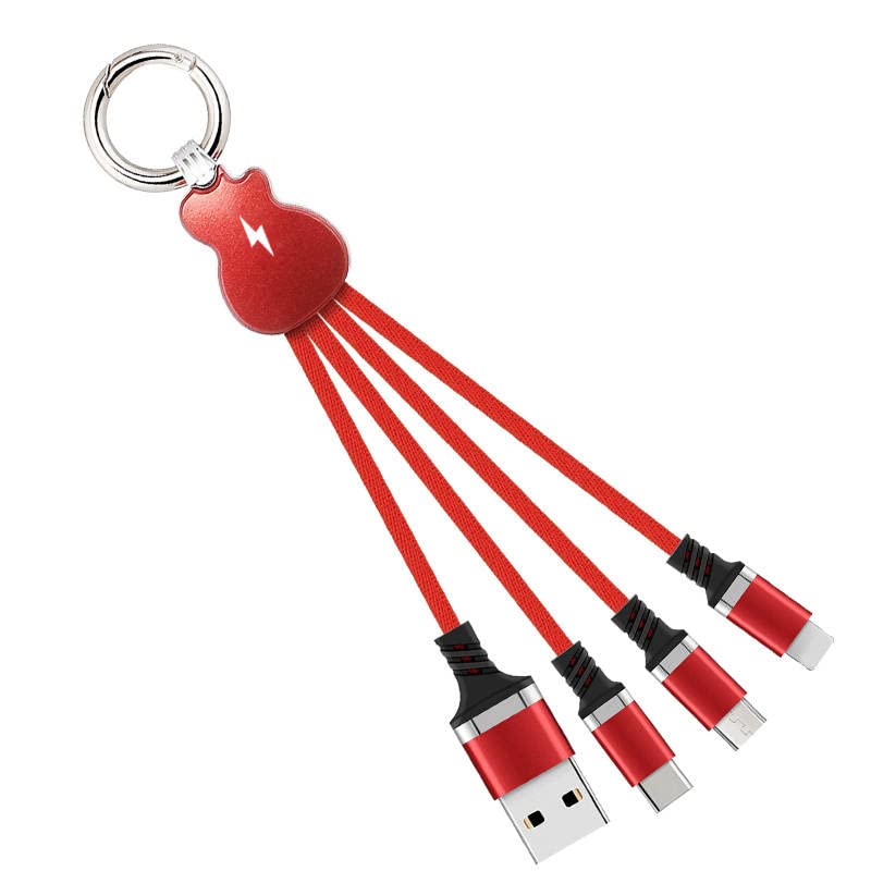 Ohmaura   Guitar Styling Fashionable Multi Charging Cable, 3 In 1 Usb Cable With Keychain, Universal Portable Fast Charging Cabl