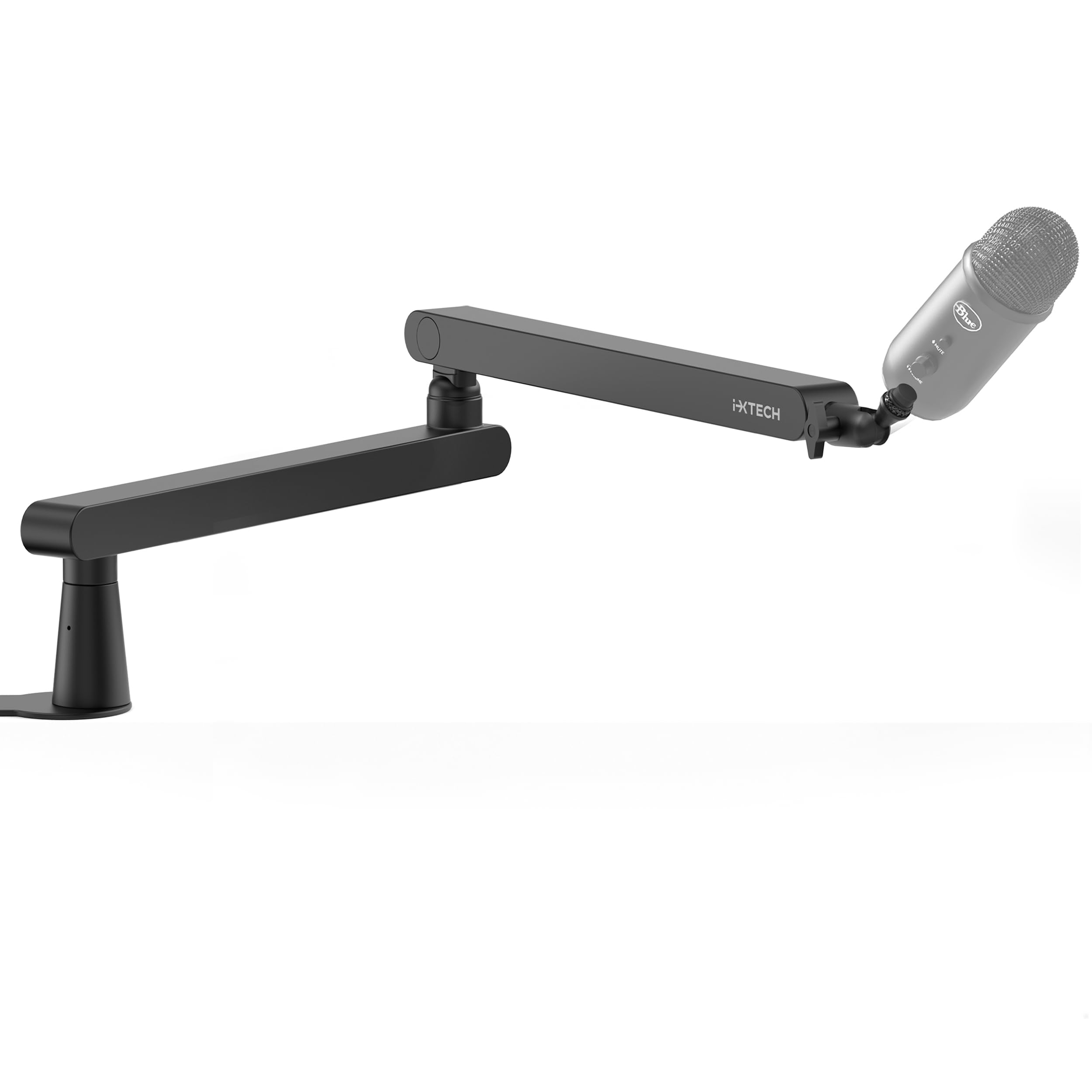 Ixtech Mic Arm Desk Mount, Low Profile 360 Swivel Mic Boom Arm, Adjustable Microphone Arm With Detachable Rise Column And Built 