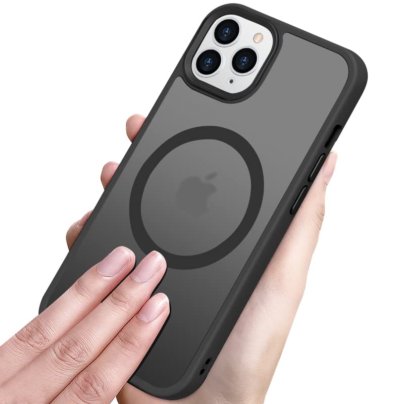 Gyizho Magnetic Case For Iphone 11 Pro Max Case [10Ft Grade Drop Tested & Compatible With Magsafe] Translucent Matte Back, Anti 
