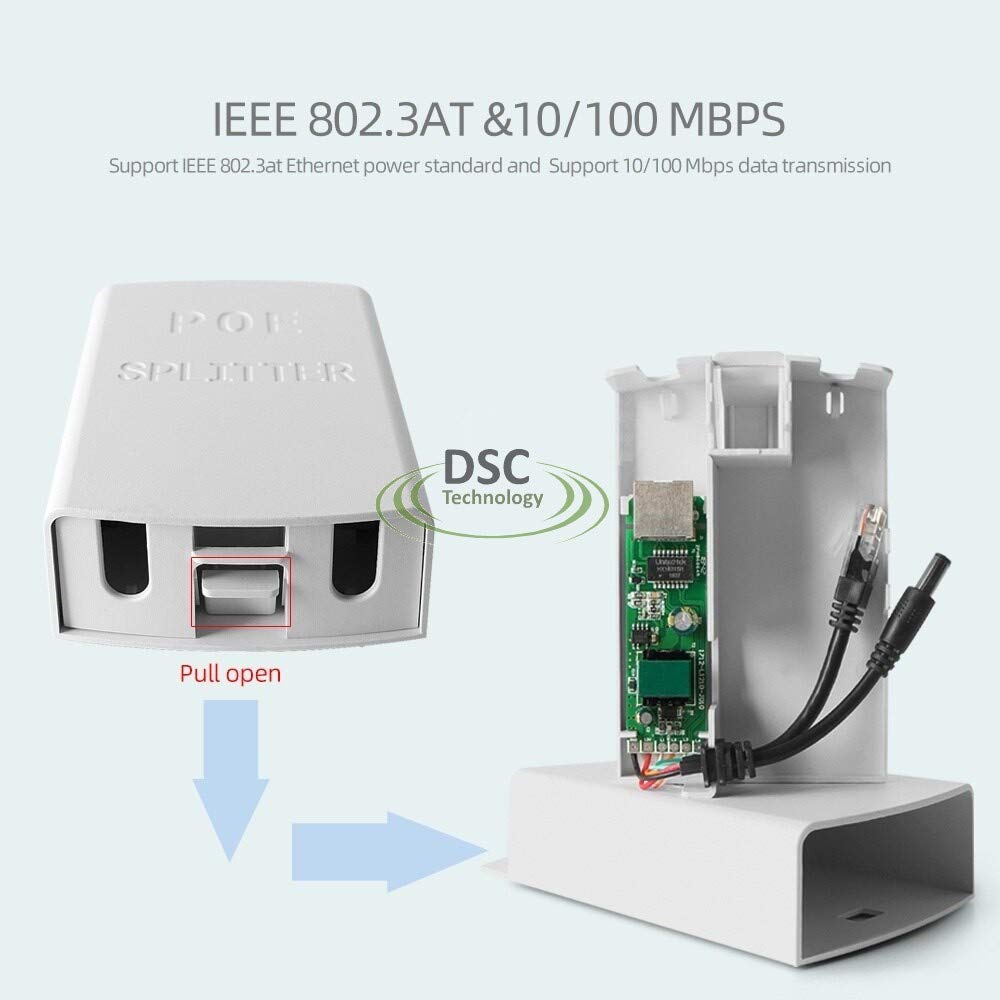 Poe Dc 48V To 12V 2A Poe Splitter Anti Interference 30W Poe Adapter Cable Power Supply Module Waterproof Ip65 Outdoor Use