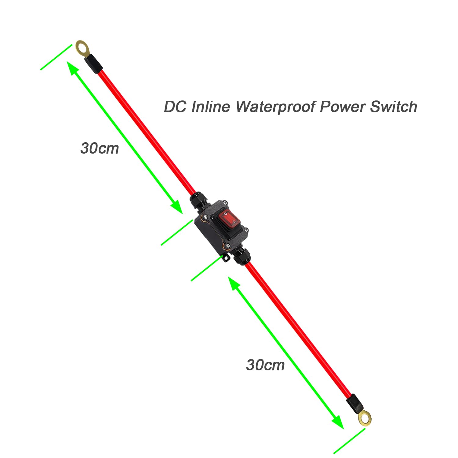 FUAUJUE DC12V Waterproof Inline Switch DPST Dual Side Wiring 25A with Quick Connect/Disconnect, Red + Black for Motorcycle & Automotive