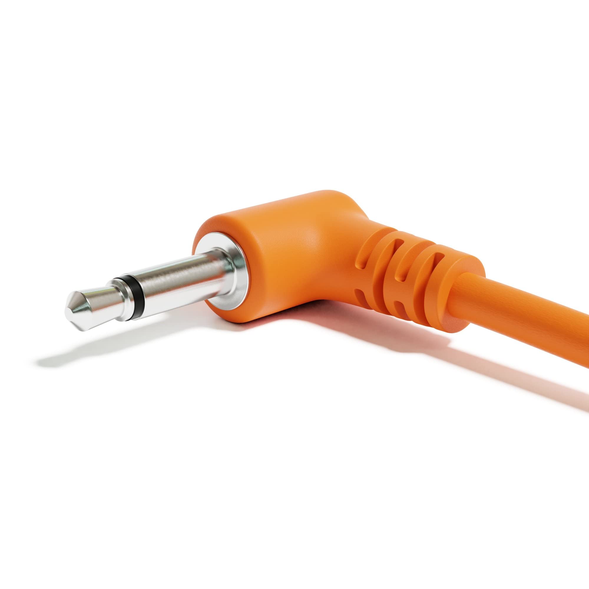 Excelvalley - 5-Pack - Right Angle Mono Modular Patch Cables - 3.5Mm 1/8 Eurorack Synthesizer [Orange | 15 Cm - 5.91]
