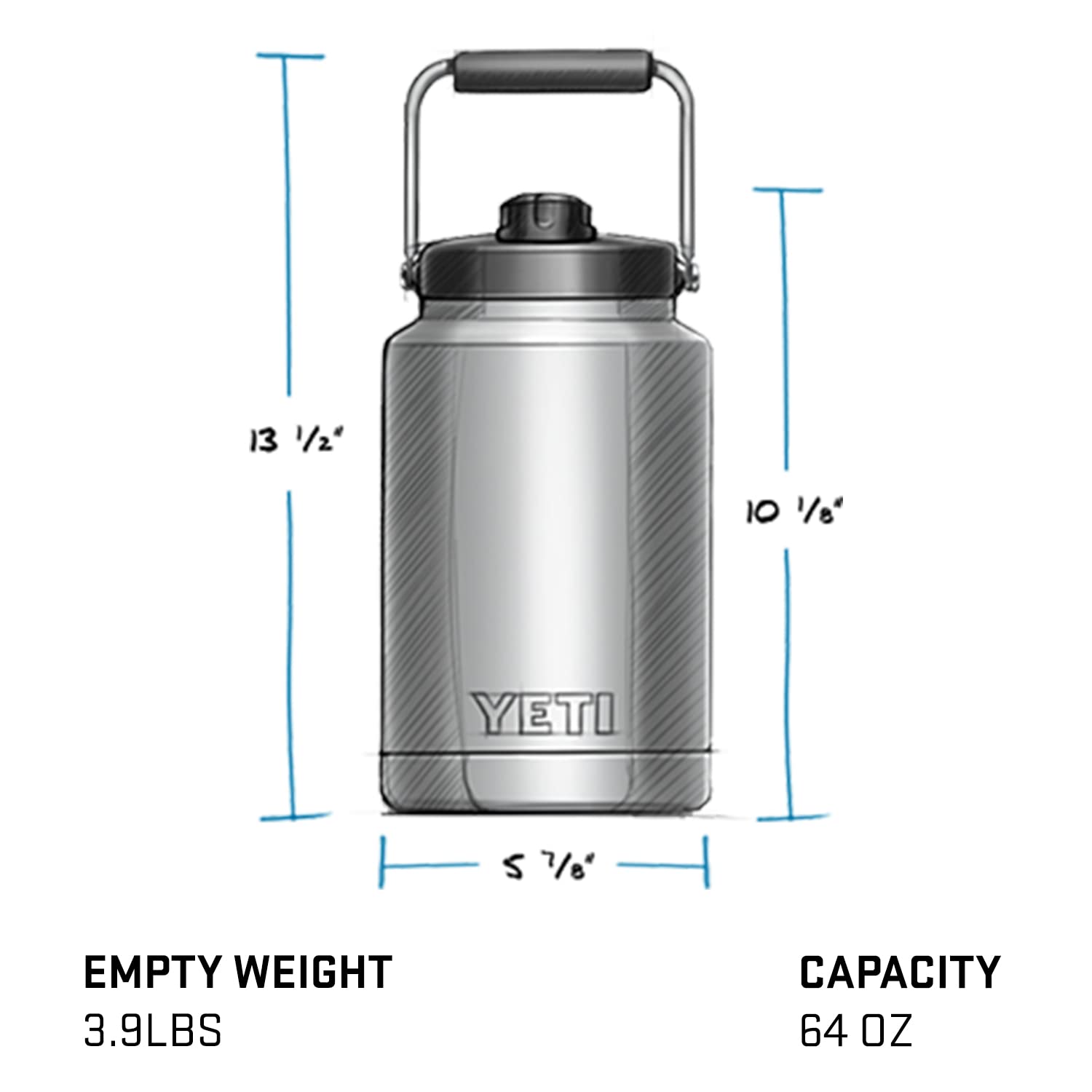 Yeti Rambler Half Gallon Jug, Vacuum Insulated, Stainless Steel With Magcap, Rescue Red
