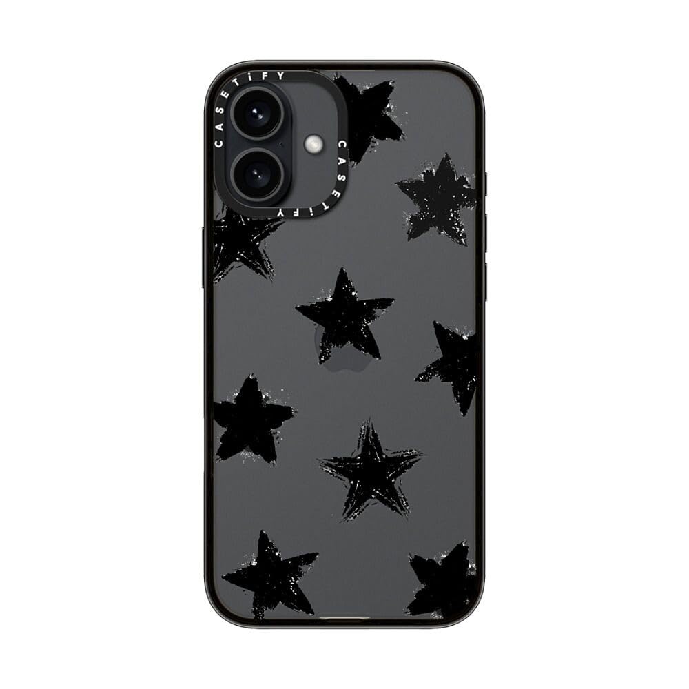 Casetify Compact Case For Iphone 16 Plus [Lightweight / 4 Ft. 2X Military Grade Drop Protection/Slim]   Star Marks   Clear Black