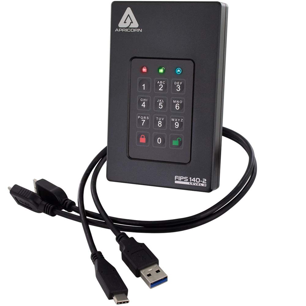 Apricorn 500Gb Aegis Fortress L3  Fips Level 3 Validated Usb 3.0 Hardware Encrypted Portable Drive (Afl3 500)