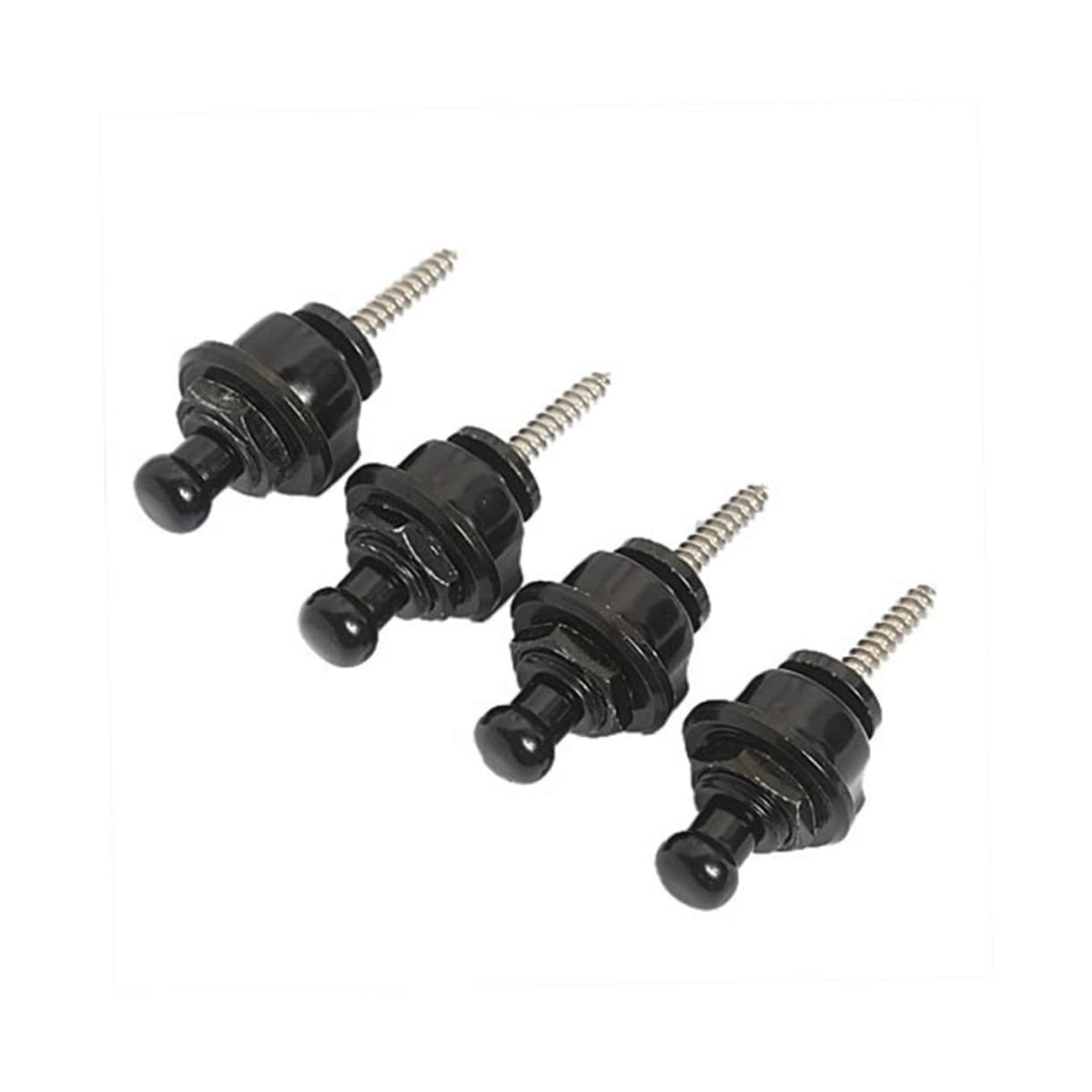 Vaguelly 4pcs Black Round Head Strap Locks for Electric and Acoustic Guitar Bass Easy Installation Compatible with Guitars No Mo